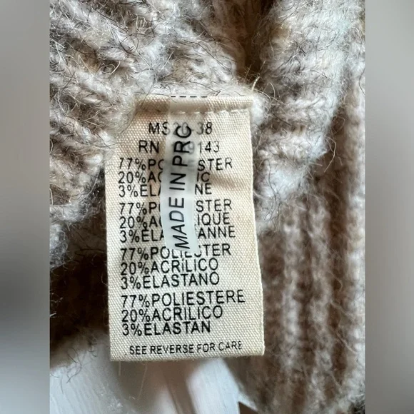 ❌SOLD❌ Frnch Mock Neck Beige Chunky Lattice Sweater, NWT - Picture 8 of 8